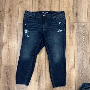 Old Navy Dark Blue Skinny Jeans with Distressed Details High Rise Rockstar